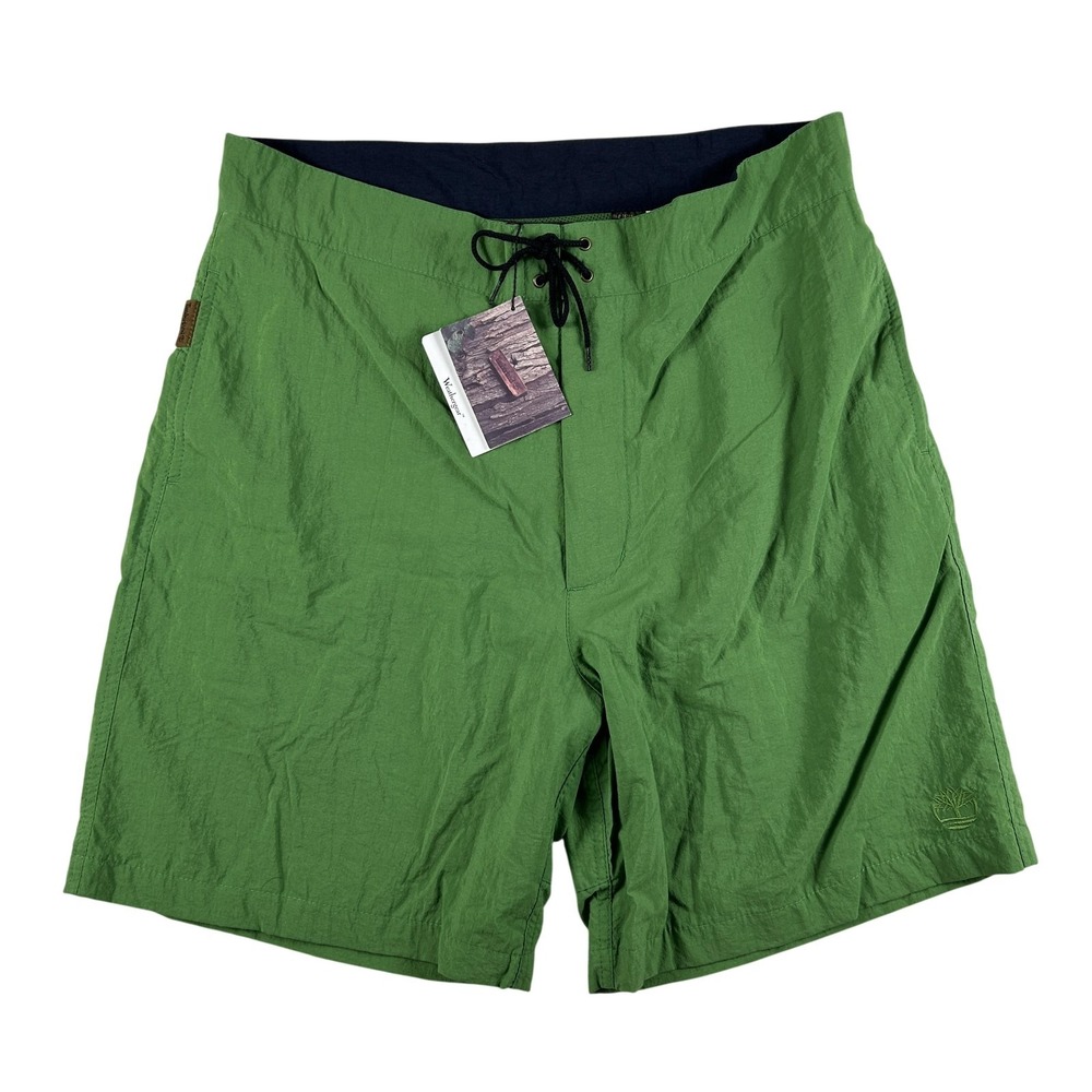 Vintage Timberland Board Shorts Mens 36 Green Weathergear Nylon Mesh Swim 90s